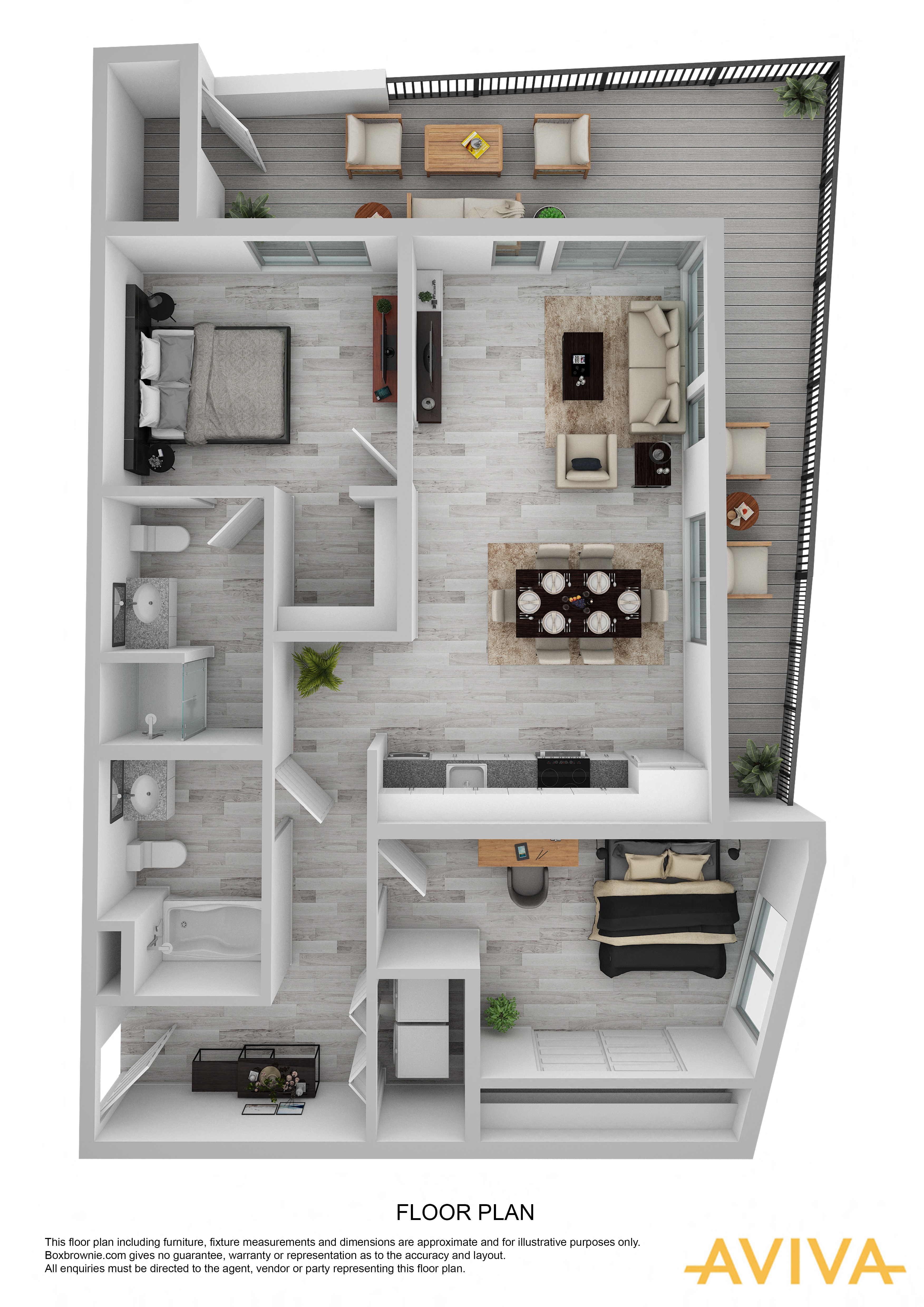Floor plan for 2 beds, 2 baths, 868 sqft